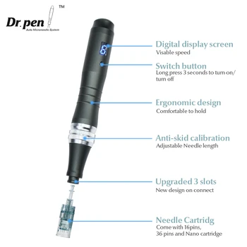 Autentne Dr pen Ultima M8 Microneedling 12 tk Nõelad Näo Hooldus Traadita Derma Pen Beuty Masin