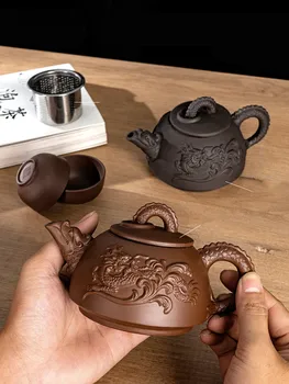Autentne Yixing Lilla Savi Tee komplekti Käsitöö Dragon Teekann Koos filtri tee infuser Kurn teacup veekeetja Leibkonna Teaware