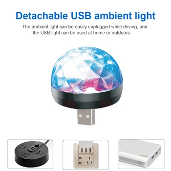 Auto Dual USB-Laadija koos Õhkkond Kerge tähistaeva Disco Light MP3-Mängija 5.0 Bluetooth