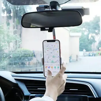 Auto Rearview Mirror Mount Telefoni Omaniku iPhone Samsung Xiaomi Reguleeritav GPS Istme Nutitelefoni Omanik Universal Laiendada Seista 194788