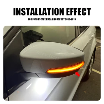 Auto Scroll Dünaamiline Blinkers suunatuli Lamp Pool Mirror Light Merevaik Repeater Incator Pirn Ford Escape Kuga II EcoSport
