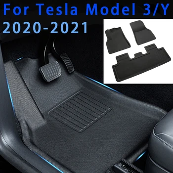 Auto all-Ilm Põranda Matt 2020-2021 Tesla Model 3/Y TPE Uue Disaini Stiilis Auto Veekindel mitte-tõsta Põranda Matid 3tk jalapadjandi