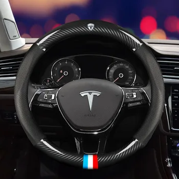 Auto süsinikkiust Rooli Kate 38cm jaoks Tesla Kõik Mudelid Mudel 3 S Y Model X Auto Interjööri Aksessuaarid Auto stiil 129661