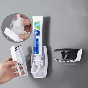 Automaatne hambapasta seinale paigaldatud tolmukindel hambahari hoidja seinale paigaldatud ladustamise rack vannituba tarvikute komplekt squeezer