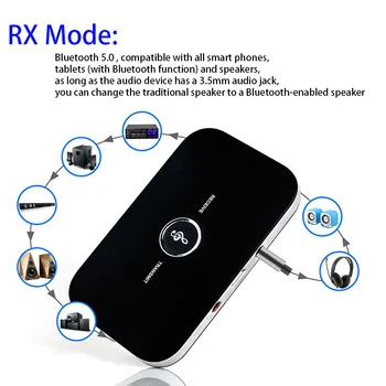 B6 Bluetooth-5.0 Saatja-Vastuvõtja Traadita Audio-Adapter PC-TV Kõrvaklappide Auto 3.5 3.5 mm AUX-Muusika-Vastuvõtja, Saatja, uus