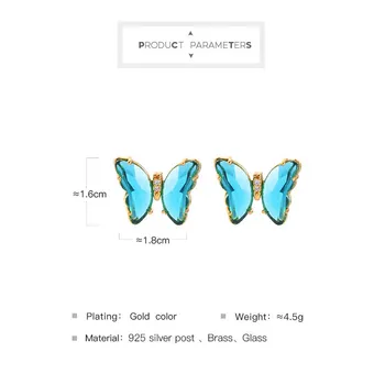 BALANBIU Õrn Mitmevärviline Klaas Liblikas 2020 Mood Naiste Ehted Kulla Värvi Messing Putukate Kõrvarõngad Kaelakee, Sõrmused