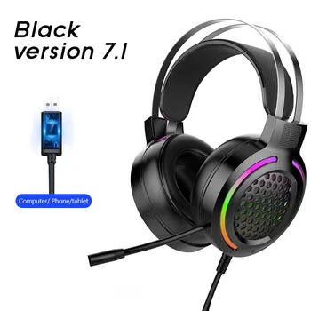 BENTOBEN Gaming Headset 7.1 Surround Sound Stereo Juhtmega Kõrvaklapid, USB Mikrofon Hingamine RGB Valgus PC Gamer Kõrvaklapid 146224