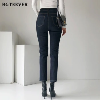 BGTEEVER Slim Elegantne Naiste Kõrge Vöökoht Denim Teksad Kevadel Moe Kõhn Pliiats Blue Jeans Naiste Pikad Püksid 2021 Uus 137529
