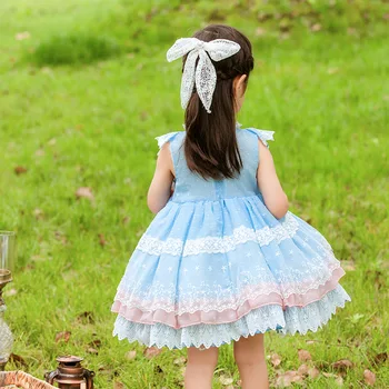 Baby Girl Suvel Hispaania Tülli Kleidid Laste Lolita Princess Kleit Imiku Eid Sünnipäeva Vintage Pall Kleit Lapsed Bow Lace Rüü 173308