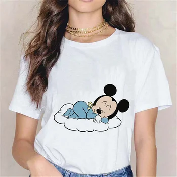 Baby Mickey Mouse Prindi Tshirt Naiste O-Kaeluse Kawaii Lühikese Varrukaga Topid Disney Bränd Naiste Riided Dropship Tee Särk Suve 74667