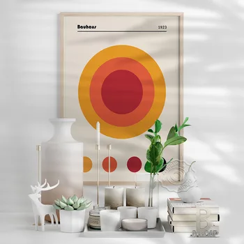 Bauhaus Nelja Värvi Graafilise Disaini Poster, Bauhaus Kolm Vooru Värvi Gradient Art Prints, Iga-Aastane Ring Minimalism Home Decor Kingitus