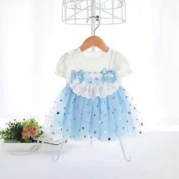 Beebi Tüdrukud Dress Suvel Lolita Tähed Ehitud Printsess Partei Elegantne Kleidid Tüdruk Armas Lapsed Riided Vibude 0-3 AASTAT