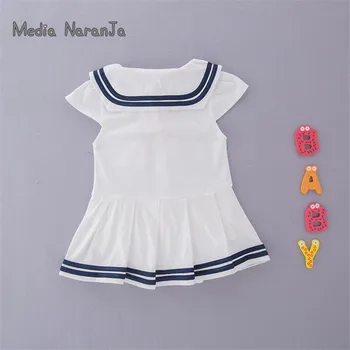 Beebi tüdrukute sipukad imiku-väikelapse mereväe Madrus kleit stiili kombekas Lapsed 2colors Sinine Valge Lühike Varrukas suve riideid