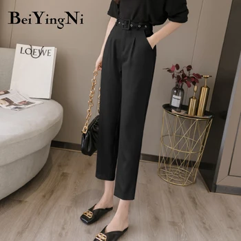 Beiyingni Must Ülikond Püksid Naine, Kõrge Vöökoht Püksid Vöö Vabaaja Vintage-Moe Office Daamid Püksid Elegantne Streetwear OL Püksid
