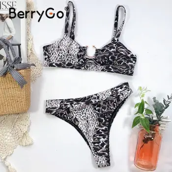 BerryGo Seksikas madu prindi bikinis set mujer Kõrge vöökoht ujumistrikoo naine Push up trikoo supelrõivad naiste Brasiilia bikiinid uus