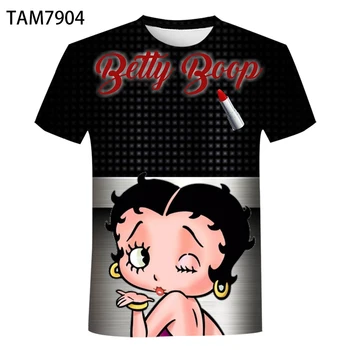 Betty Boop Suvel Uus Meeste -, Naiste Lühikese Varrukaga T-Särk Multifilmi 3D-Euroopa Ameerika Poisid Tüdrukud Fashion Liiga Armas Top