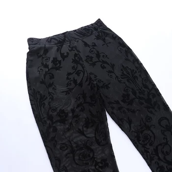 Beyouare Gooti Must Mood Lahvatas Püksid Vintage Pits Läbipaistev Seksikas Grunge Kõrge Vöökoht Püksid 2021 Suvel Streetwear Püksid