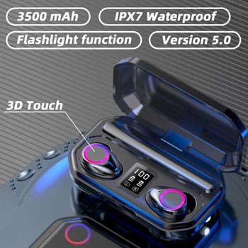 Bluetooth-5.0 Juhtmeta Kõrvaklapid 3500mAh Aku Kasti HIFI (High-Fidelity Sound Quality Sport IPX7 Veekindel Juhtmevaba Peakomplekt