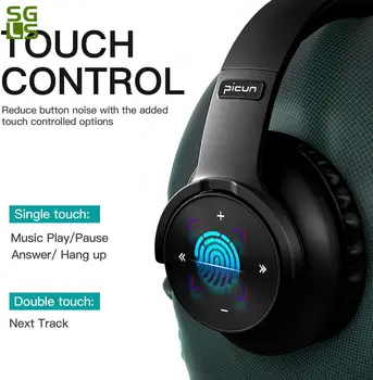 Bluetooth-5.0 Kõrvaklapid 40H mängu ajal mängija Touch Control Traadita Kõrvaklappide koos Mic Üle Kõrva Kõrvaklapid TF Peakomplekti telefoni, PC