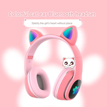 Bluetooth-5.0 Traadita Armas Kass Kõrva Peakomplekt Mood Muusika Stereo Kõrvaklapid Koos Mikrofoniga Kõrvaklappide Lapsed Tüdrukud Puhkus Kingitus 25243