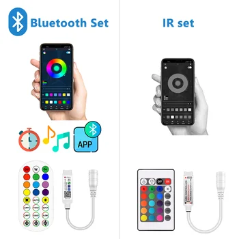 Bluetooth Led Riba 5050 Rgb Led-Valgus, Paindlik Kleeplindiga Lambi Pult Toide Kit Veekindel Lindi Neoon Teenetemärgi