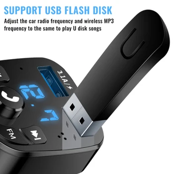 Bluetooth Versioon 5.0 FM Saatja Auto Player Kit Kaart, autolaadija Kiire QC3.0 Dual USB-Voltmeeter & AUX-IN/OUT, DC 12/24V