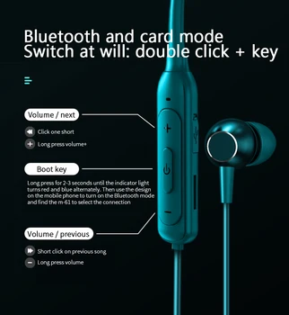 Bluetooth-ühilduva 5.0 Traadita Sport Kõrvaklapid 4D Surround Sound Subwoofer Rippus Kaelas Rippus IPX5 Veekindlad Kõrvaklapid 174825