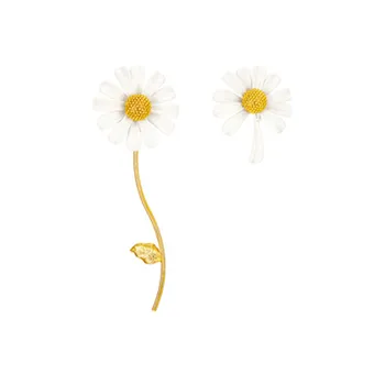 Bohemia Asümmeetria valge Daisy Suured Kõrvarõngad Hyperbole Retro Geomeetriline metall-lehed, Lilled Kõrvarõngad Naistele poole Ehted