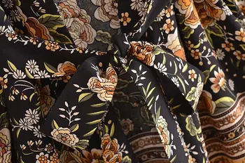 Boho Must Vintage Õie Printida Lühikesi Riideid Vabaaja Beach Kate Ups Blusas Vöö Mustlane Stiilis Hipi Kõver Pluss Suurus Naised Kimono