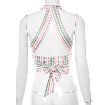 Bomblook Seksikas Pidu Club Suve Riideid Naistele 2021 Päitsed Risti Lace Up Backless Y2K Crop Top Naine Streetwears