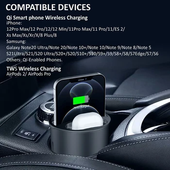 Bonola Auto Juhtmeta Laadija Cup iPhone 12/XS/8/11/Airpods 2/Pro Wireless Auto Laadijaid Cup Samsung S21/S20/Lisa 10 Pluss 73