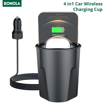 Bonola Auto Juhtmeta Laadija Cup iPhone 12/XS/8/11/Airpods 2/Pro Wireless Auto Laadijaid Cup Samsung S21/S20/Lisa 10 Pluss