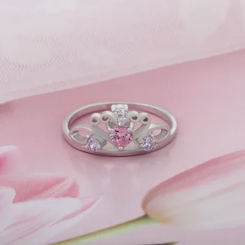 Brand Ehted 925 Hõbe Sõrmus AAA Tsirkoon Crystal Crown Ringi Kaasamine Naine Naine Võlu Ehted