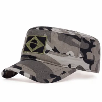 Brasiilia Lipu Tikitud baseball cap Meeste Sõjalise Korter mütsid Puuvillase Hip-Hop Sõjaväe mütsid Unisex Snapback müts päikese mütsid gorras