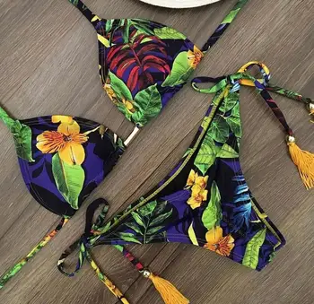 Brasiilia Seksikas Tie-dye Printimiseks Bikinis Uute Tagasi Rist Naiste Ujumisriided 2-osaline Komplekt, Suvel Push Up Ujumistrikoo Beachwear Thong Biquini 167619