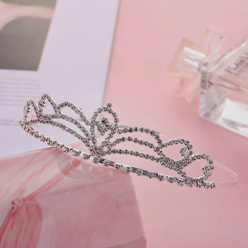 Bridal Crown Pulm Tarvikud Lapsed Printsess Headdress Sünnipäeva Hairbands Rhinestone Juuksed Ehted Tiaras