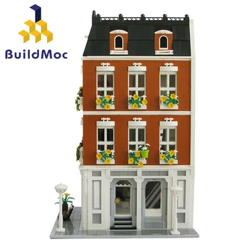 BuildMOC Linna Streetview Seeria Pruudi Kauplus Linna Street View Mudel, Hoone Lapsed Plokid, Tellised Lapsed