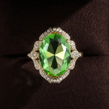 CAOSHI Vintage Naiste Üllas Pool Rõngad kvaliteetsed Suur Ovaalne Roheline CZ Aastapäeva Kingitus Uhke Kulla Värvi Elegantne Daam Ehted