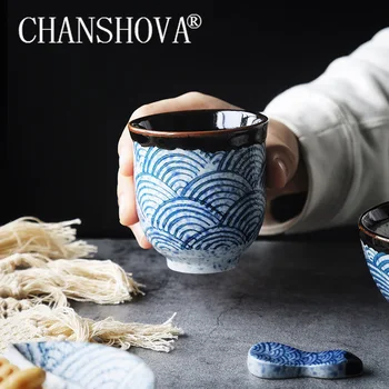 CHANSHOVA Hiina retro stiilis Käsitöö 80/200ml Maalitud Keraamiline kruus teacup isiksuse Laine Muster Kohvi Tassi tee set H240