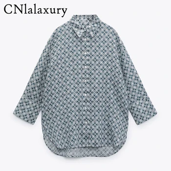 CNlalaxury 2021 Uus aasta Sügisel Naine Pesu Prindi Vintage Särgid, Vabaaja Mood blusas Pikad Varrukad Naiste Office Naiste Pluusid Topid
