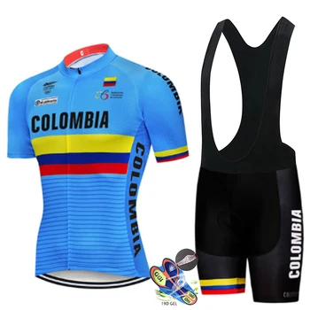 COLOMBIA Kampsunid 2021 Lühikeste Varrukatega Jalgrattasõit Jersey püksid, Rinnatüki Set MTB Ratas Riided Suvel Bike Meeste Spordi Riided Kiire kuiv