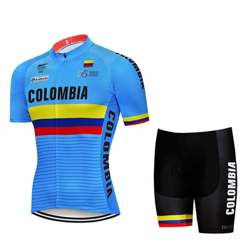 COLOMBIA Kampsunid 2021 Lühikeste Varrukatega Jalgrattasõit Jersey püksid, Rinnatüki Set MTB Ratas Riided Suvel Bike Meeste Spordi Riided Kiire kuiv
