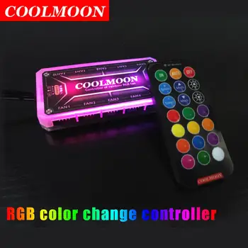 COOLMOON RGB pult DC12V 5A LED Värv Intelligentne Kontroller koos 10 tk 6pin fänn port 2 tk 4pin valgus baar sadam 168069