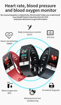 CZJW E66 Nutikas käevõru Temperatuuri jälgimine EKG Smart kellad mees naine fitness tervishoiu bänd dünaamiline UI veekindel