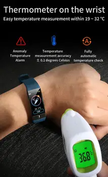 CZJW E66 Nutikas käevõru Temperatuuri jälgimine EKG Smart kellad mees naine fitness tervishoiu bänd dünaamiline UI veekindel