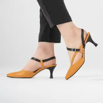 Callizio Naiste Ehtne Nahk Sandaalid Pikad Varba Daamid Heeled Kingad T Vöö Spetsiaalne Metallist Pandla Kevad Sügis Zapatos Mujer