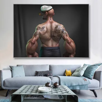 Canvas Poster Popeye Multifilmi Tätoveeringud Pildi Trükib Tugev Lihas Mees Home Decor Seina Art Pilt Lõuendile Maalimine Tuba Decor