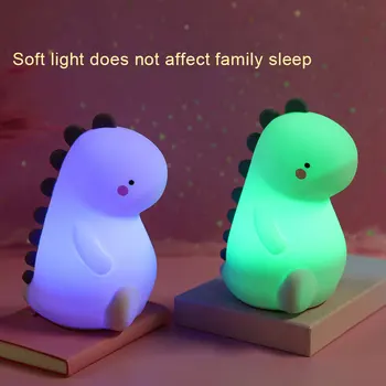 Cartoon Dinosaurus LED Lamp Silikoon Öö Lugemise Lamp Koputage valikut Muuta Valguse Värvi, USB Laetav Edendamine