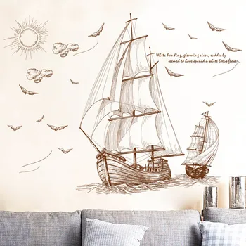 Cartoon Pirate Laeva Purjetamine Seina Kleebised Lastele Toad Poisid Eemaldatav PVC Vinüül Decal DIY Art Home Decor SASI