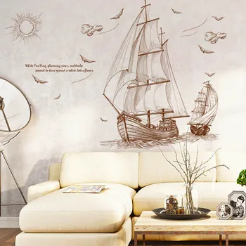 Cartoon Pirate Laeva Purjetamine Seina Kleebised Lastele Toad Poisid Eemaldatav PVC Vinüül Decal DIY Art Home Decor SASI